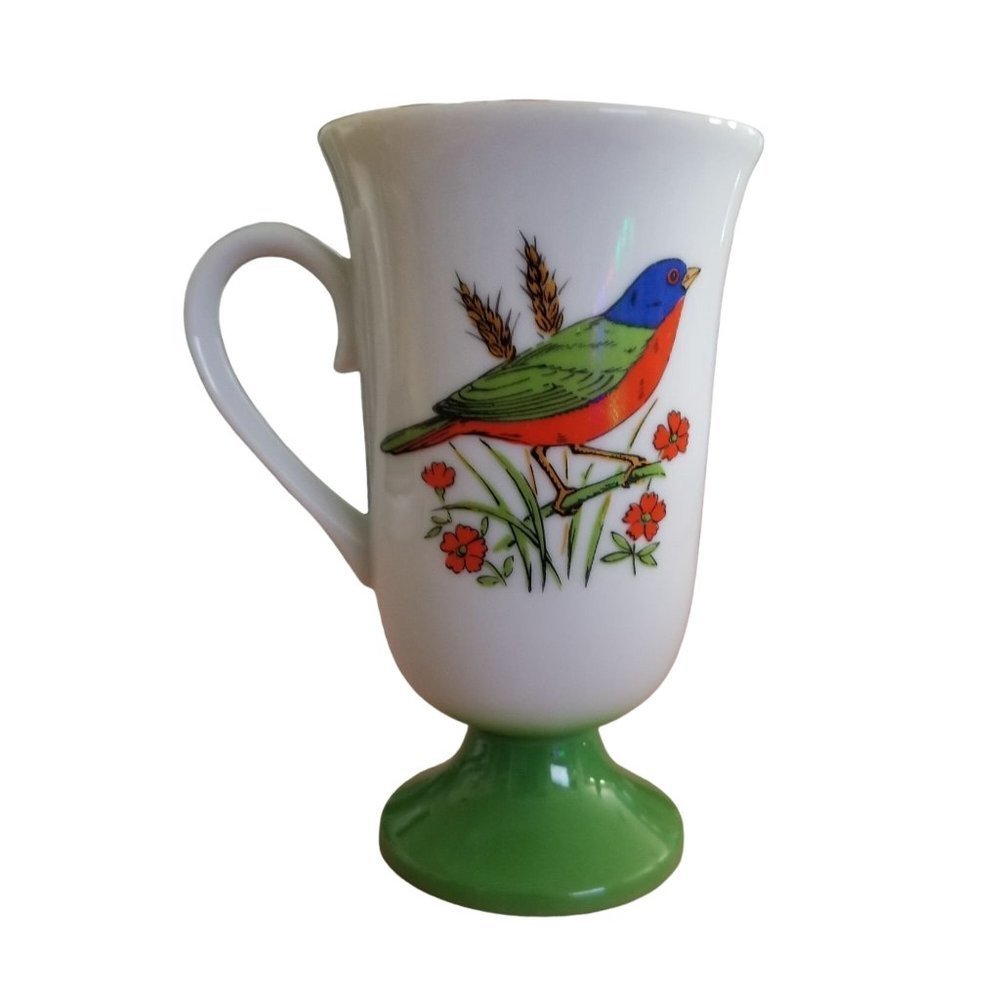 SOLD  Roberts Song Bird Irish Coffee Mugs Pedestal Tea Cups Set of 5 - Picture 8 of 16